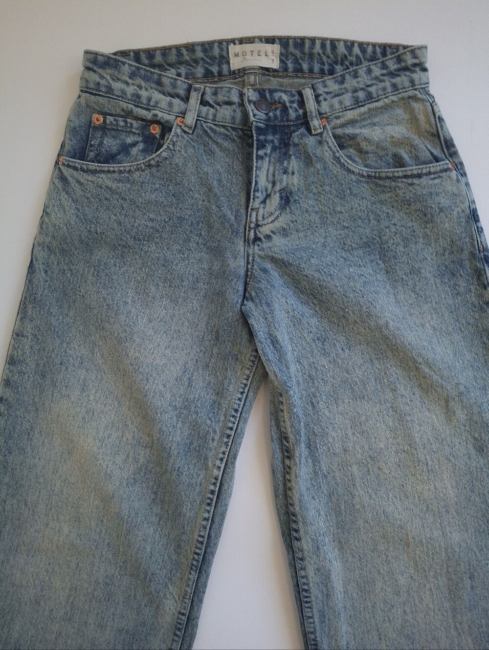 Motel Rocks Low Rise Wide Leg Jeans - Picture 2 of 7